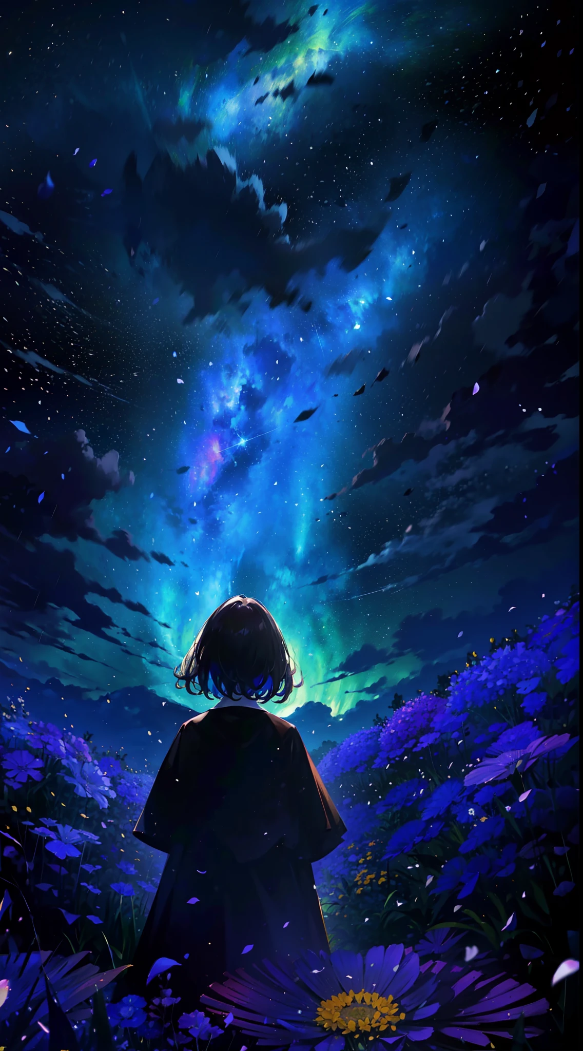 Anime girl looking at the stars in the sky, girl looks at the space, Cosmic hair anime girl, Cosmos Sky. author：Shinkai sincerely, Anime art wallpaper 4k, Anime art wallpaper 4k, Anime art wallpaper 8 K, Anime wallpaper 4k, Anime wallpaper 4k, 4k anime wallpapers, Anime Sky, Anime style 4k