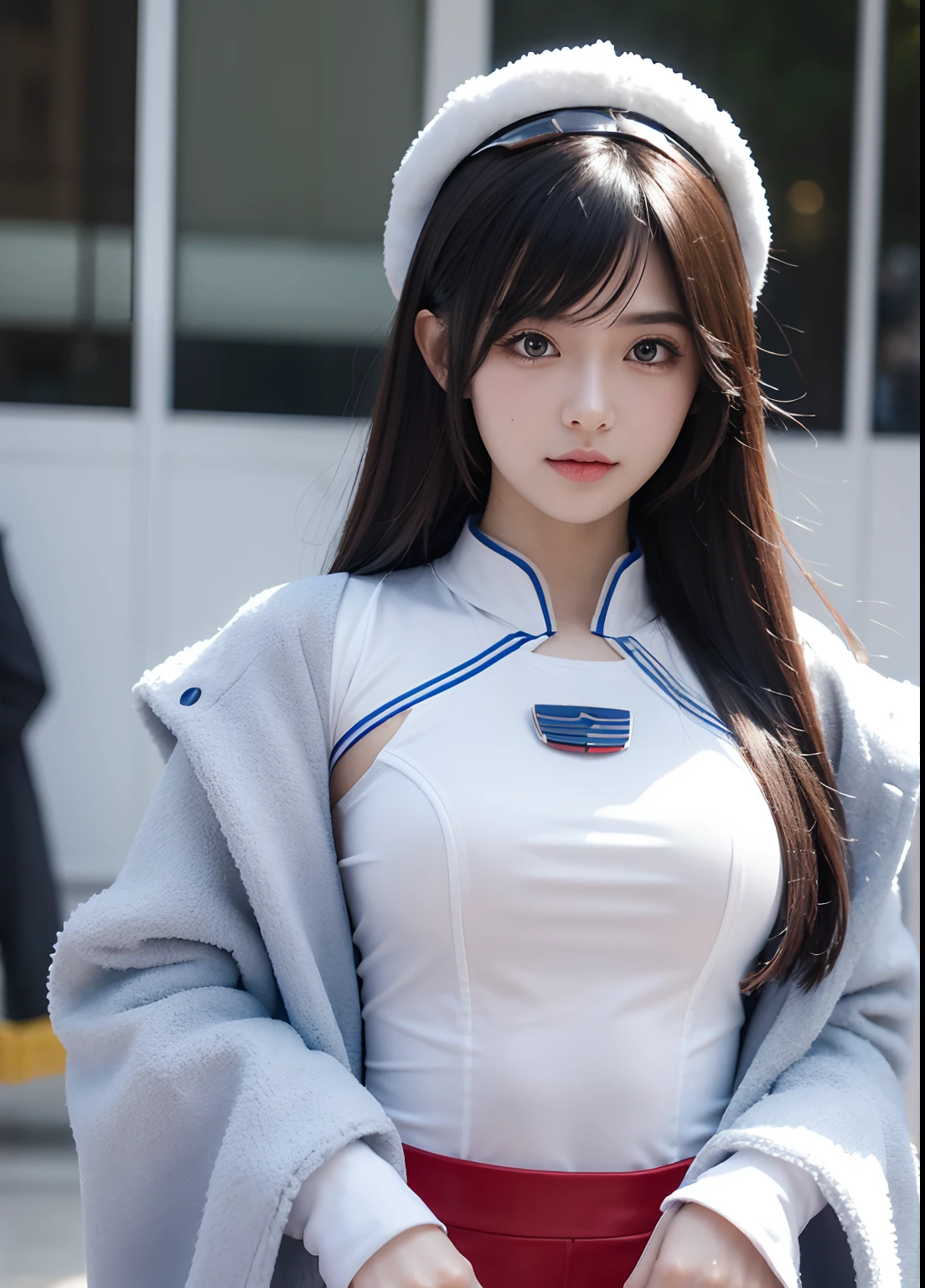 Textured skin, Super Detail, high details, High quality, Best Quality, hight resolution, 1080p, hard disk, Beautiful,(Gundam Girl),Cosplay,Cosplay Competitions,Gundam Girl,Cosplay Girl