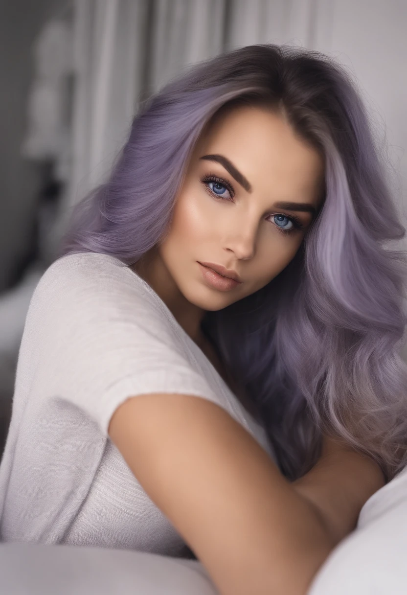 Femme Arafed complètement , fille sexy aux yeux bleus, ultra réaliste, Méticuleusement détaillé, Portrait Sophie Mudd, cheveux blonds et grands yeux, Selfie d’une jeune femme, Yeux de chambre, Violet Myers, sans maquillage, maquillage naturel, Regarder directement la caméra, Visage avec Artgram, Maquillage subtil, Superbe photo du corps entier agenouillée sur le lit, en club, Buste de grande taille