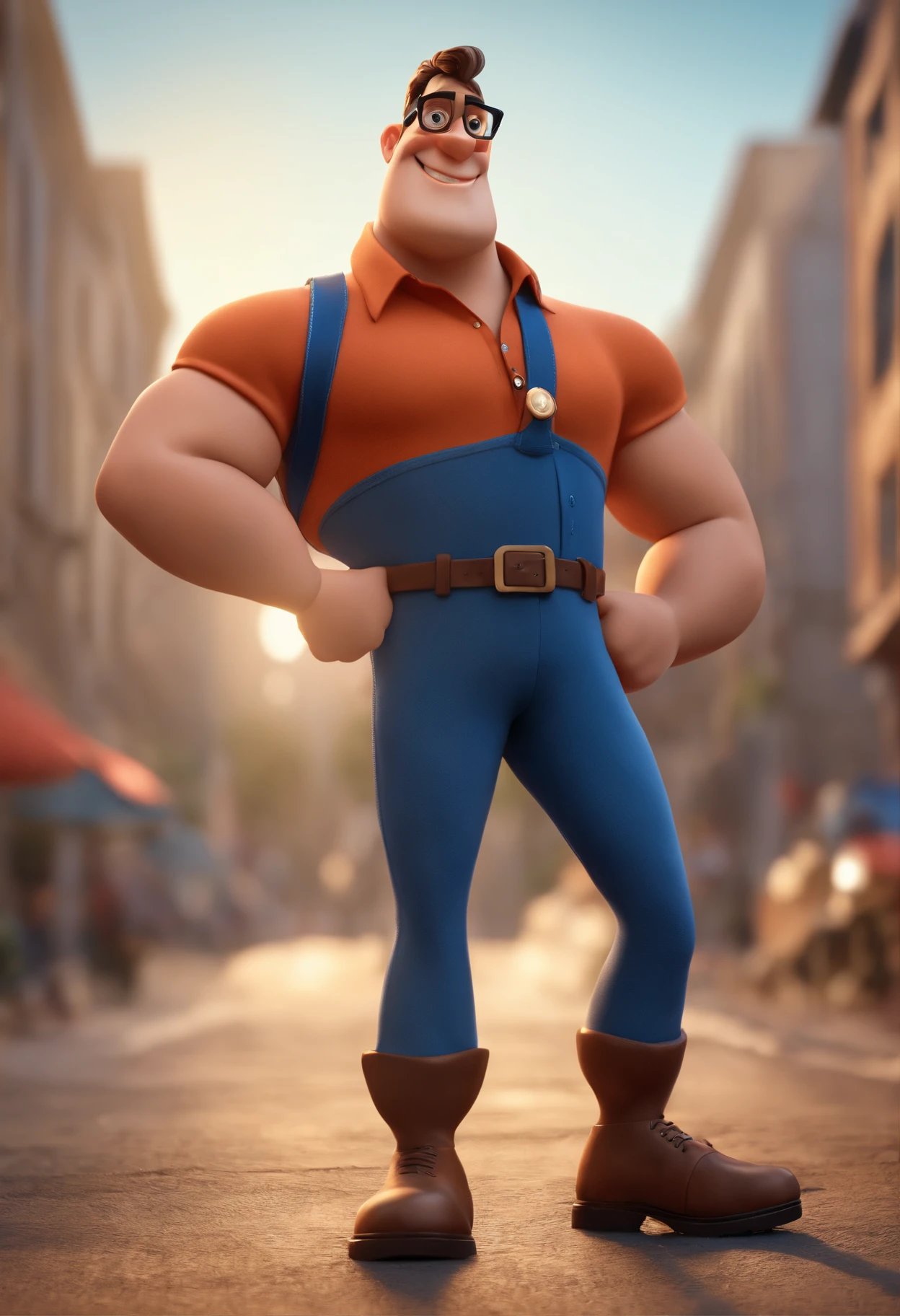 Cartoon character of a man with black glasses and a blue shirt, animation character, Caractere estilizado, animation style rendering, 3D estilizado, Arnold Maya render, 3 d render stylized, toon render keyshot, Personagem 3D, Personagem 3D, 3d rendering stylized, 3 d character render, personagem de desenho animado, Personagem de close up, Pose de personagem, (Estilo Pixar) (master part:1.2) (Bokeh) (best quality) (pele detalhada) (textura detalhada) (8k) (argila) (Cinematic lighting) (foco nítido