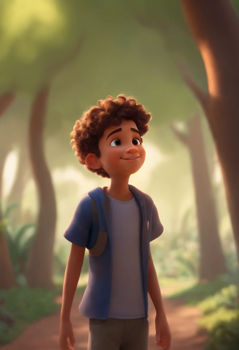 Image of a boy for a story in a YouTube video in Pixar format, He's the  allabester, He's the class leader, He's outgoing, Playful and gets up for a lot of things, cabelo curto