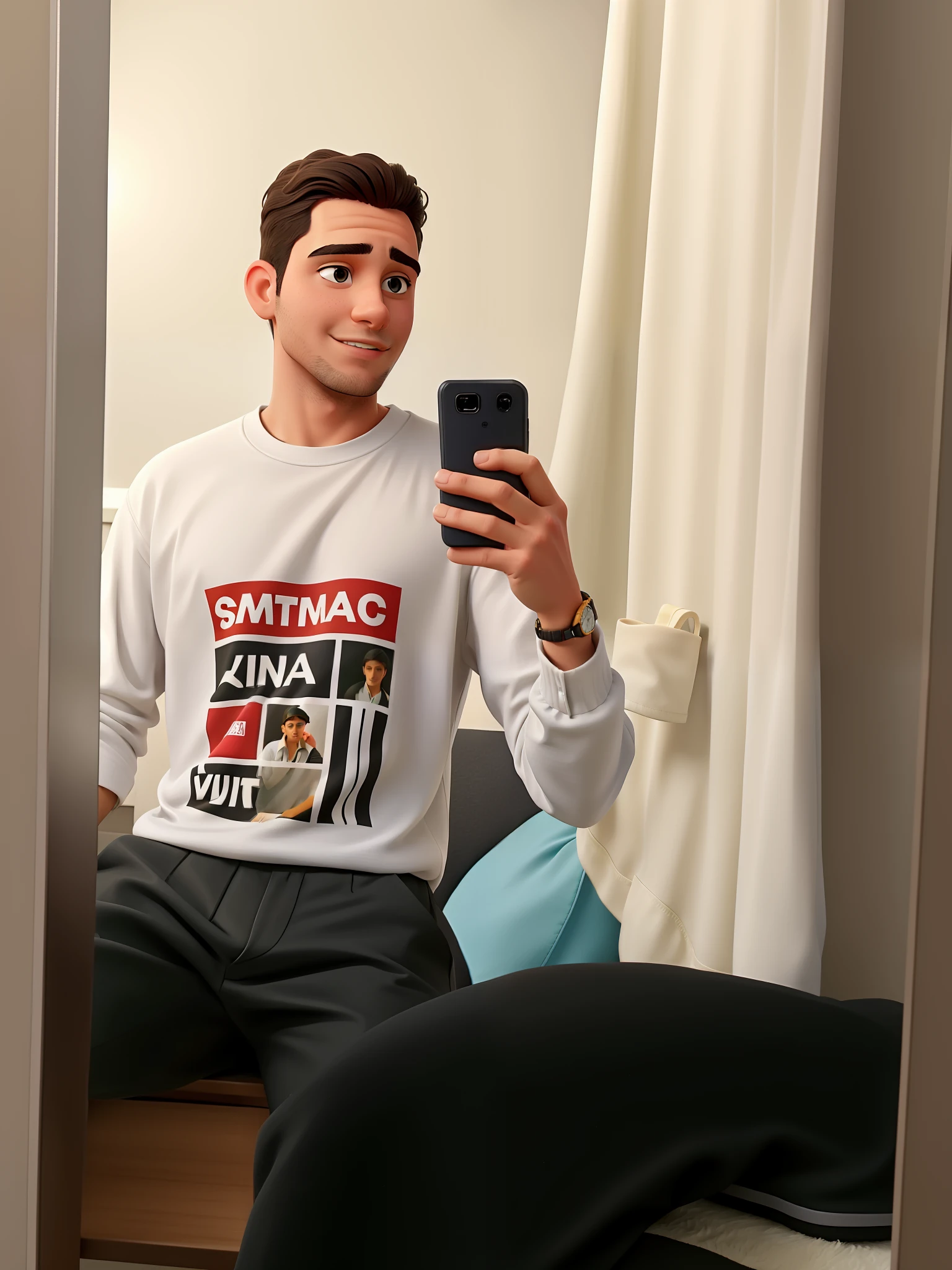 there is a man taking a picture of himself in the mirror, trending on r/streetwear, imagem de corpo inteiro, 18 anos, foto da roupa, em torno de 1 9 anos, 2 2 anos, 21 anos, vestindo um baggy, 2 3 anos, vestindo uma camisa, vestindo uma camiseta, vestindo um pescador 🧥, highly aesthetic