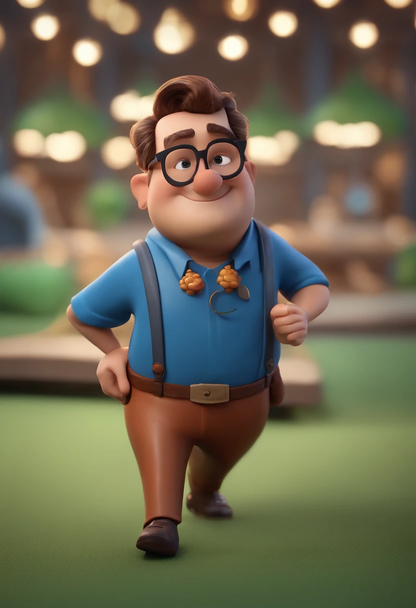 Cartoon character of a man with black glasses and a blue shirt, animation character, Caractere estilizado, animation style rendering, 3D estilizado, Arnold Maya render, 3 d render stylized, toon render keyshot, Personagem 3D, Personagem 3D, 3d rendering stylized, 3 d character render, personagem de desenho animado, Personagem de close up, Pose de personagem,  (Estilo Pixar) (master part:1.2) (Bokeh) (best quality) (pele detalhada) (textura detalhada) (8k) (argila) (Cinematic lighting) (foco nítido