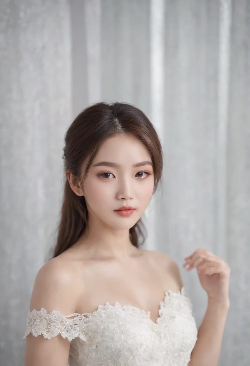 Un primer plano de una mujer con un vestido blanco posando para una foto, Diosa japonesa, escote, Yoshitomo Nara, Chica coreana, beautiful asian girl, Hermosa joven coreana, sexy girl, Hermosa mujer surcoreana, OPPAI, Asian, tetona, Asian girl, buena joven, japanese model, 1 8 yo, hiperrealista
