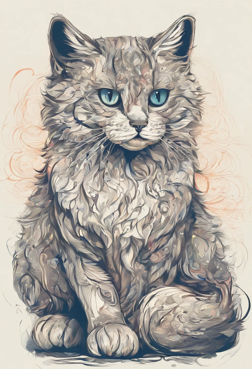A vector-styled cat,illustrated,ultra-detailed,highres,vivid colors,professional lighting,vector whiskers,vector fur,detailed eyes,detailed nose,detailed ears,vector tail,vector paws,vector body,vector outline,vector shading,vector patterns,vector texture,vector strokes,vector lines,vector curves,vector gradients,vector shapes,vector composition,vector details,vector artwork,vector design,vector style,vector graphic,vector illustration,vector elements,vector dynamics,vector effects,vector techniques,vector graphics software,vector drawing software,vector editing software.