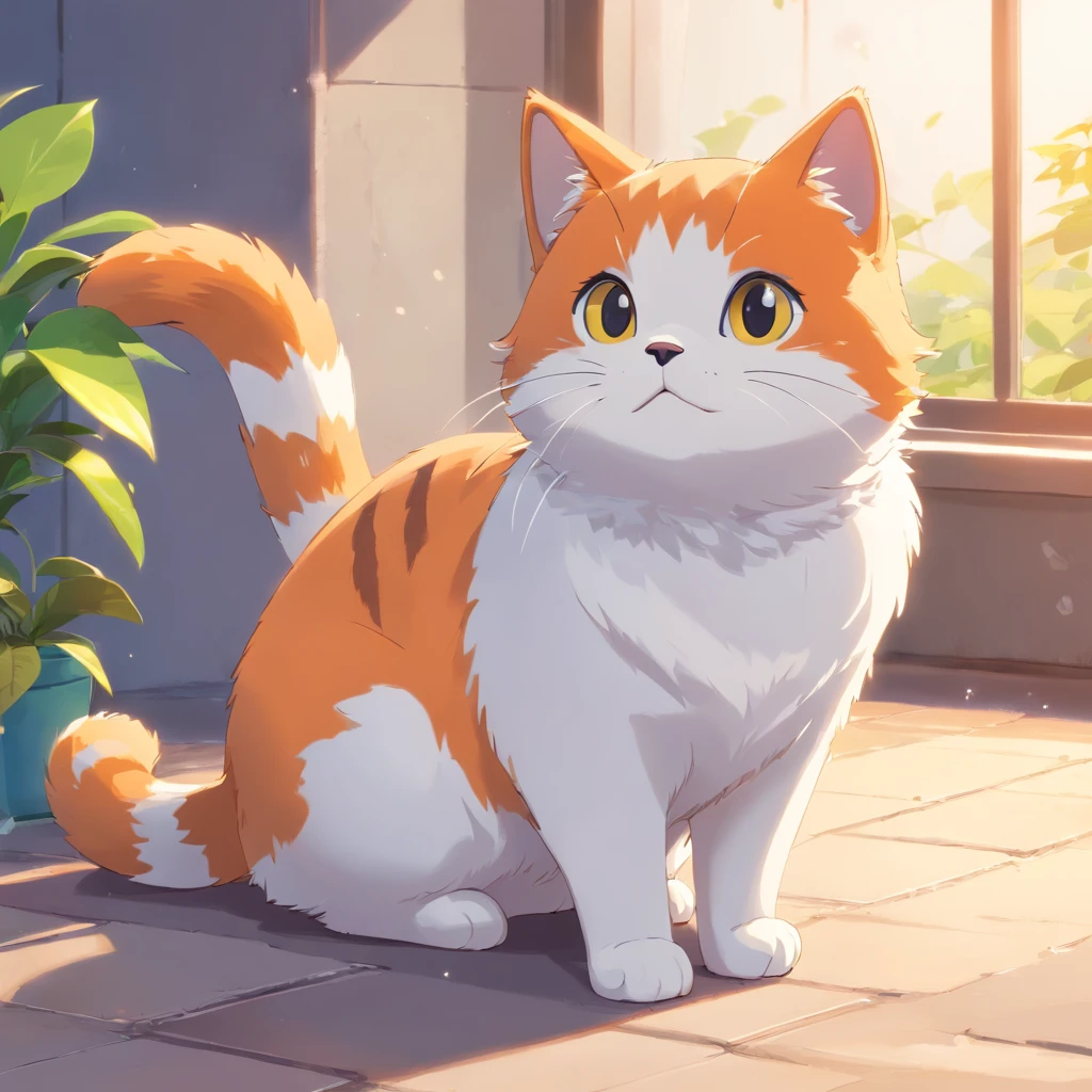 Little cute isometric cat emoji, Tuxedo jack,Gray and white cat, kawaii, Southern French wall in the background, soft and muted colors, 3d icon clay rendering, Spring: 120 mm, 3D blender rendering, trending on polycount, modular constructivism, Orange background, physically-based renderingt, The kitten in the middle raised her hand