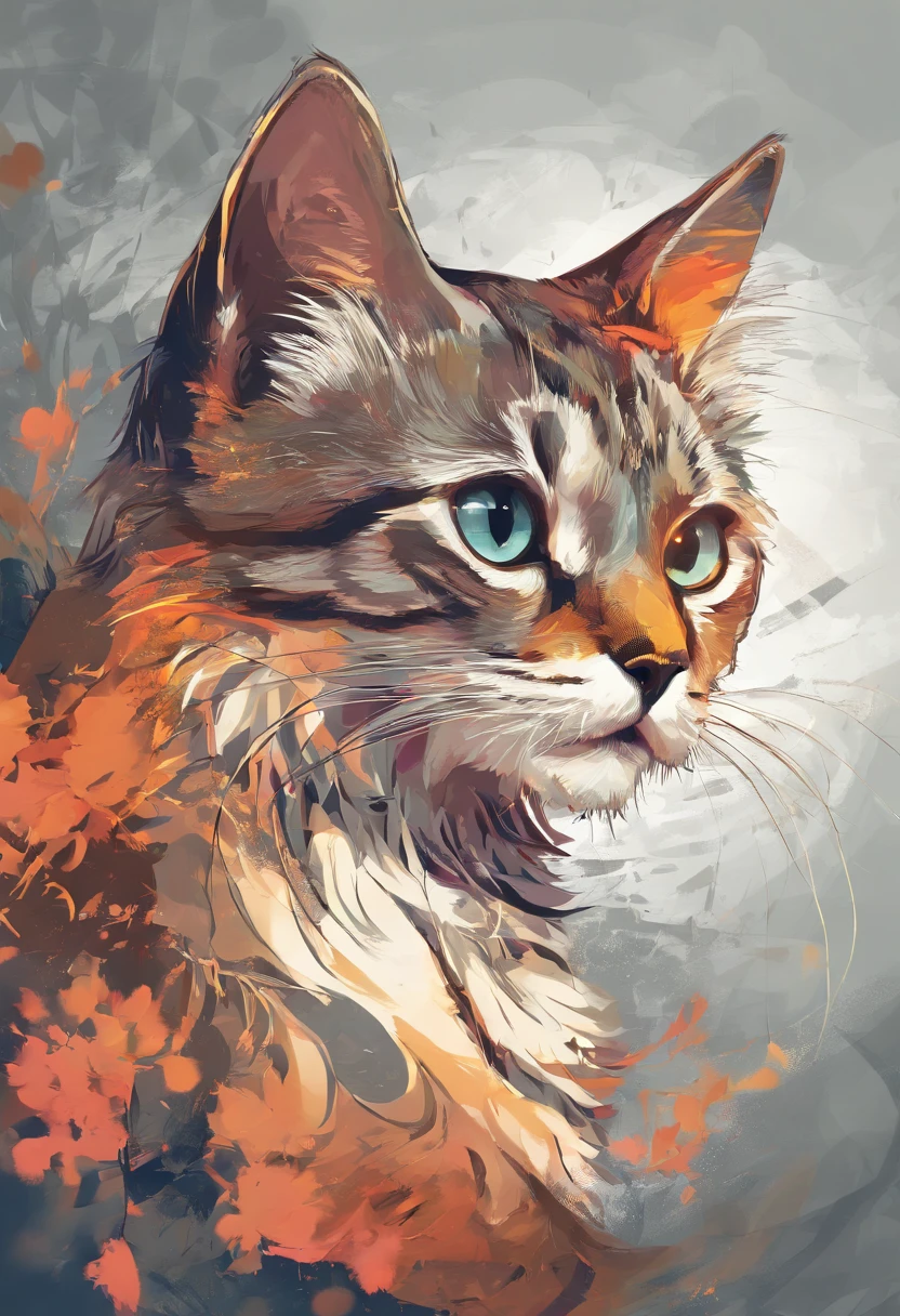 Painting of a cat with blue eyes and a white face - SeaArt AI