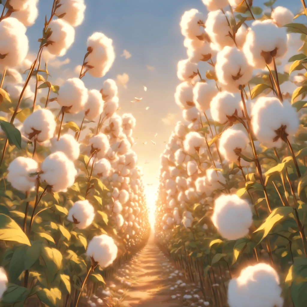 (best quality,4k,8k,highres,masterpiece:1.2),ultra-detailed,(realistic,photorealistic,photo-realistic:1.37),top view,cotton field,lush greenery,soft and fluffy cotton plants,floating cotton tufts,vibrant blue sky,qiueter,peaceful atmosphere,gentle breeze,golden sunlight,subtle shadows,endless rows of cotton plants,expansive landscape,pure white cotton blossoms,densely packed cotton bolls,farmland symmetry,crisp and clean air,carefully cultivated crops,summer harvest,harmony with nature,calm and serene scene,textured and intricate cotton fibers,delicate cotton pods,cotton fluff dancing in the wind.