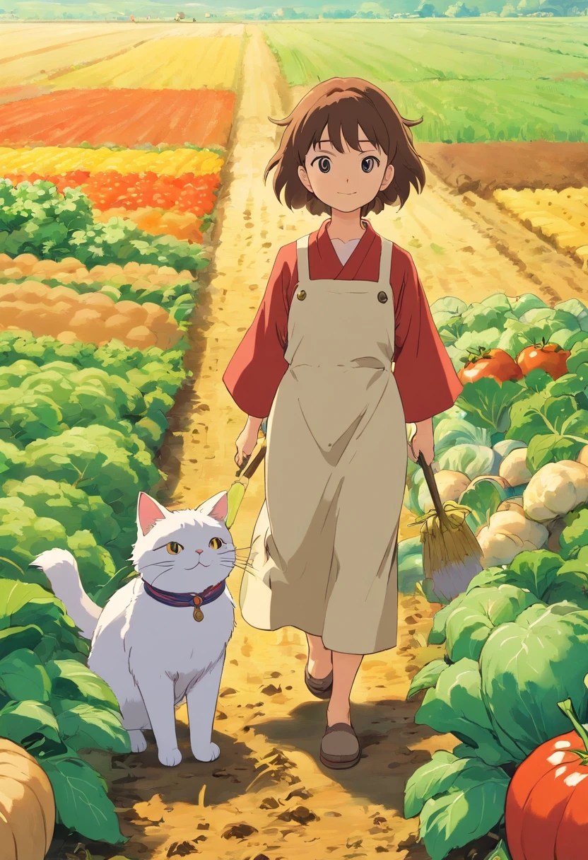 One cat with a sabatra pattern,Cultivating the soil in the field,Work in the fields,Harvesting vegetables