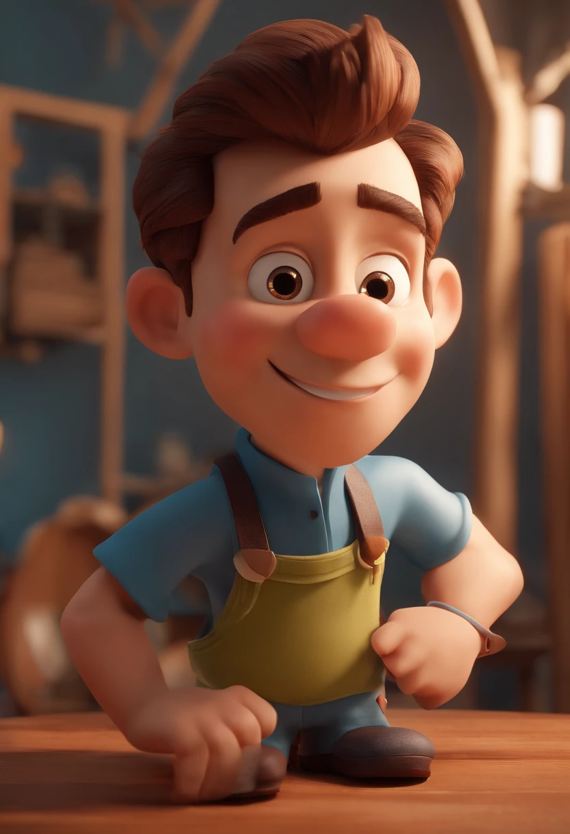 personagem dos desenhos animados de um homem com cavanhaque e uma camisa azul, animation character, Caractere estilizado, animation style rendering, 3D estilizado, Arnold Maya render, 3 d render stylized, toon render keyshot, Personagem 3D, Personagem 3D, 3d rendering stylized, 3 d character render, personagem de desenho animado, Personagem de close up, Pose de personagem, (Estilo Pixar) (master part:1.2) (Bokeh) (best quality) (pele detalhada) (textura detalhada) (8k) (argila) (Cinematic lighting) (foco nítido