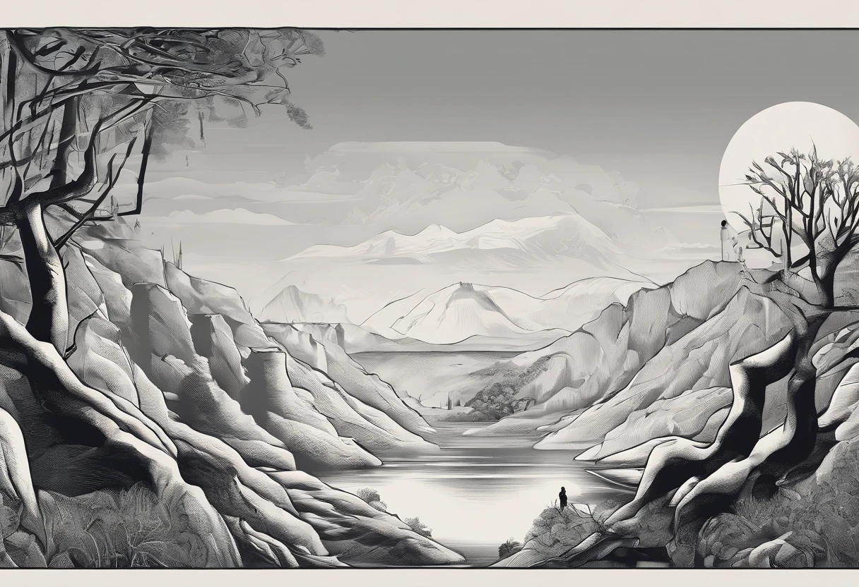 Landscape orientation,quadratic element,black andwhite,horror film poster,Illustration of front-view shot,Long-haired girls