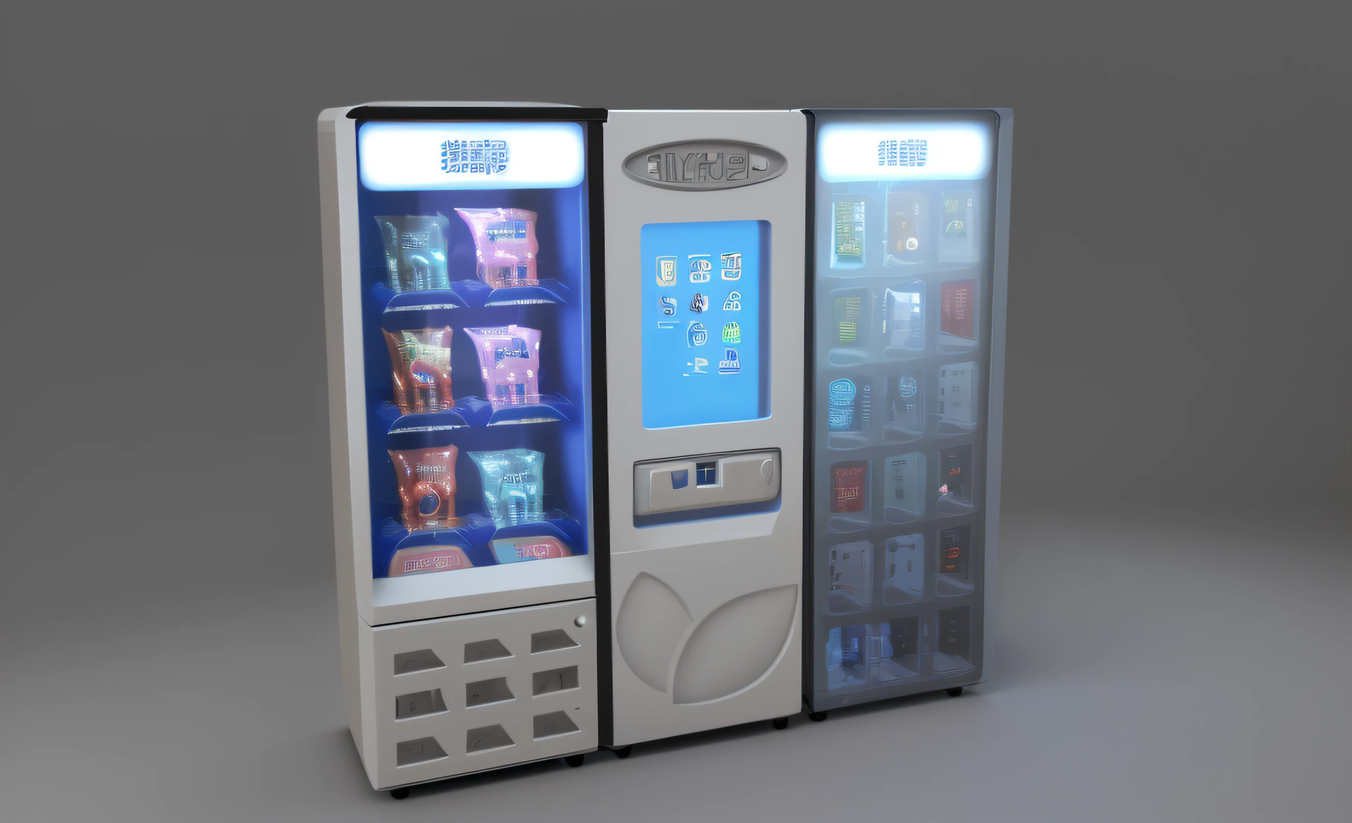 sci-fi vending machine, White sprayed plastic， vending machines, vending machine, 3 d product render, product design render, 3d blender render, bw 3 d render, Product rendering, crisp detailed 3 d render, realistic cinema 4 d render, pbr render, Semi-realistic rendering of sales meshes，tmasterpiece，best qualtiy，（独奏），（face perfect：1.1），（High detail texture：1.1），With LCD display，Automatic gift redemption vending machines，vending machines，Electronic enclosure display，3d ios room photo，sci-fi vending machine，sci-fi vending machine，3d product,--aut