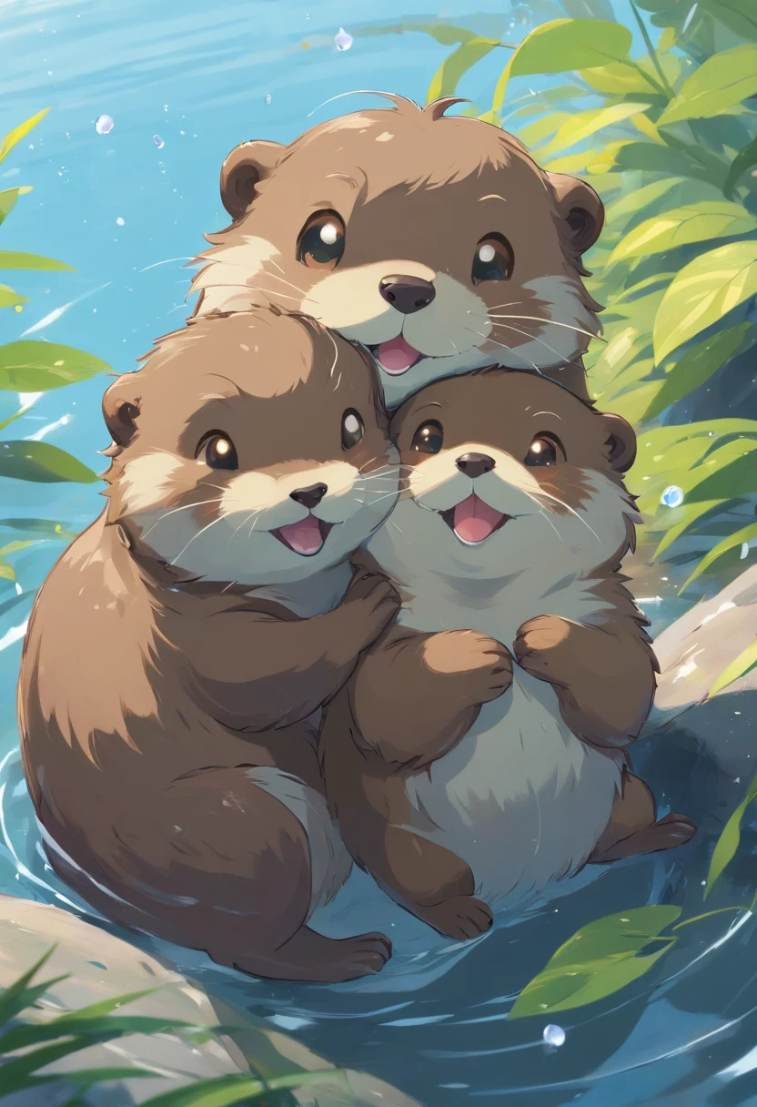 Small, fluffy otters, Perfect for a comfortable cuddle. Its fur is soft,pale brown, There are white spots that resemble raindrops,. His eyes are big,Very expressive, Bright brown,Exudes curiosity and joy. Tito's ears are medium in size、Stand up straight when excited. His nose was dark and wet, His tongue always seems lovingly ready to lick. Their legs are small but agile, Great for running and playing. Tito's tail was short, Shake passionately when you're happy, Looks like a joyous little flag.
