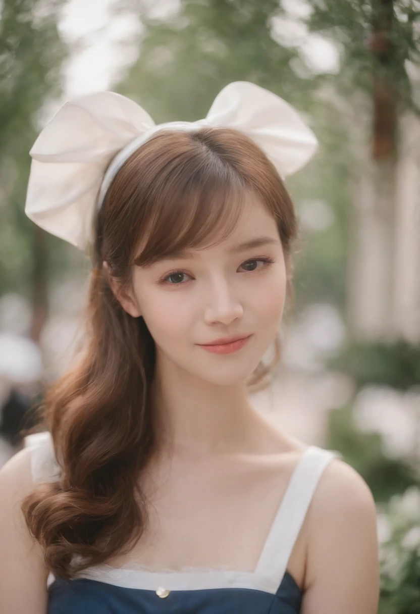 girl，A half body，the street，ssmile，shining brightly，sweet，high school senior，a sailor suit，adolable，Pure