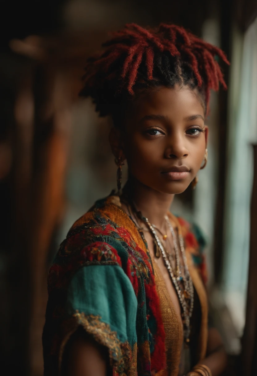 peito de Willow smith, buceta, nua de lado, olhando pra camera, dread colorido