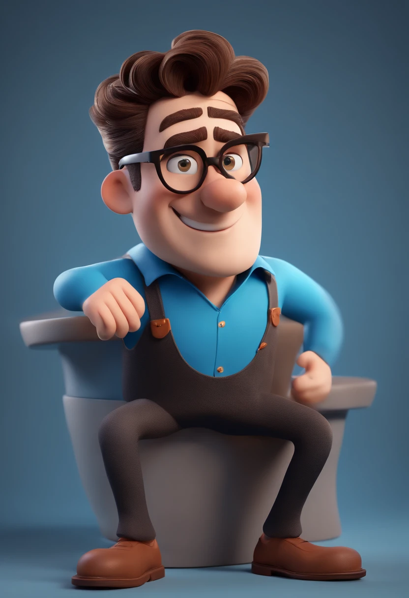 Cartoon character of a man with black glasses and a blue shirt, animation character, Caractere estilizado, animation style rendering, 3D estilizado, Arnold Maya render, 3 d render stylized, toon render keyshot, Personagem 3D, Personagem 3D, 3d rendering stylized, 3 d character render, personagem de desenho animado, Personagem de close up, Pose de personagem,  (Estilo Pixar) (master part:1.2) (Bokeh) (best quality) (pele detalhada) (textura detalhada) (8k) (argila) (Cinematic lighting) (foco nítido