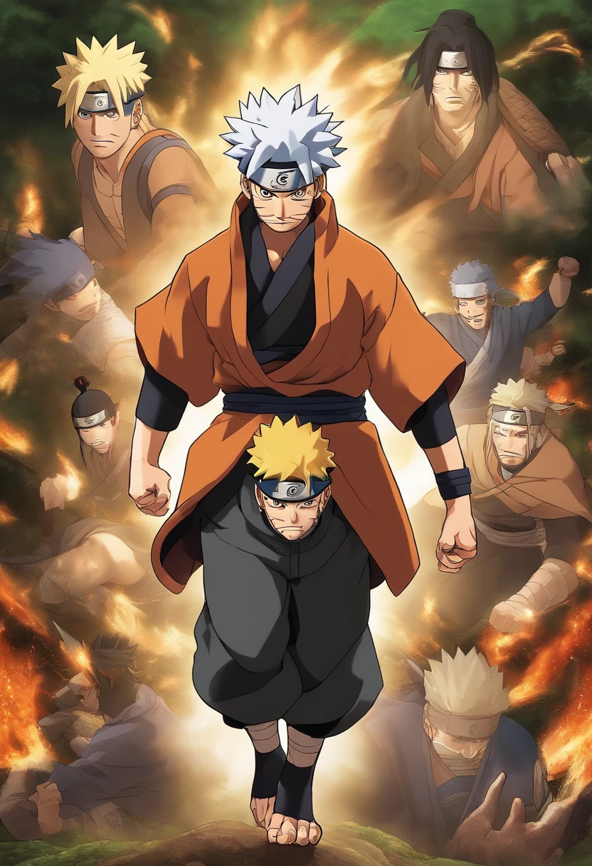 (best quality,4k,8k,highres,masterpiece:1.2),ultra-detailed,(realistic,photorealistic,photo-realistic:1.37),Naruto,anime,action-packed,energetic,explosive,adventure,colorful,bright,expressive,dynamic,fierce,battle,shinobi team,magic powers,vivid colors, ninja skills, iconic characters,hidden villages,epic battles,monstrous creatures,stunning landscapes,clashing jutsus, dramatic poses, intense emotions, powerful transformations,courageous heroes,deadly villains, legendary Hokage, ninjutsu, kunai, shuriken, chakra control, rasengan, sharingan, rasengan-filled punch, susanoo, hidden leaf village, training grounds,hidden mist village, fiery explosions,cosmic backgrounds, fierce rivals,rivalry between Naruto and Sasuke,teammate bonds, unbreakable friendships,master and student relationships,sage mode, energetic fight scenes, thunderous roars, flashy lightning, bright fireballs, raging waterfalls,whirlwind of attacks,expressive eyes, determined faces,protecting loved ones,destiny of a hero,prophecy, coming-of-age journey.