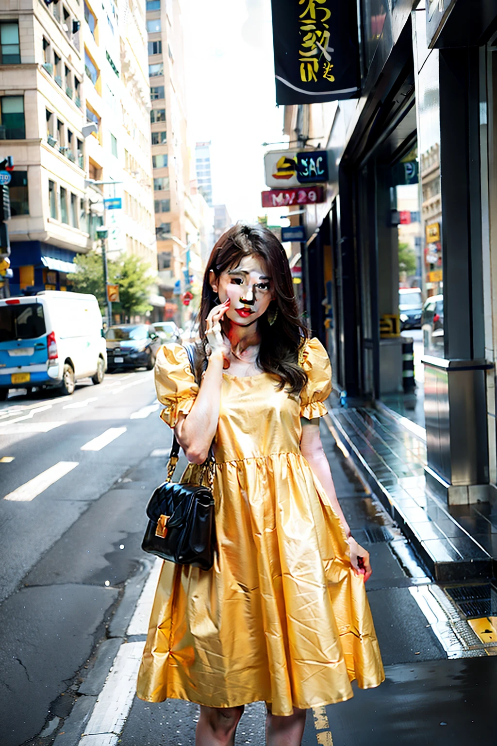 Egg yolk dress girl street