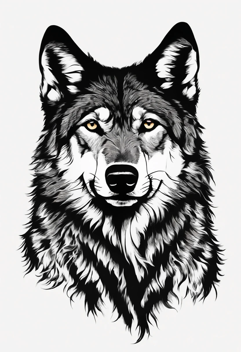 Black silhouette design of one wolf,Wolf howl,White background,Beautiful Silhouette,biologically correct