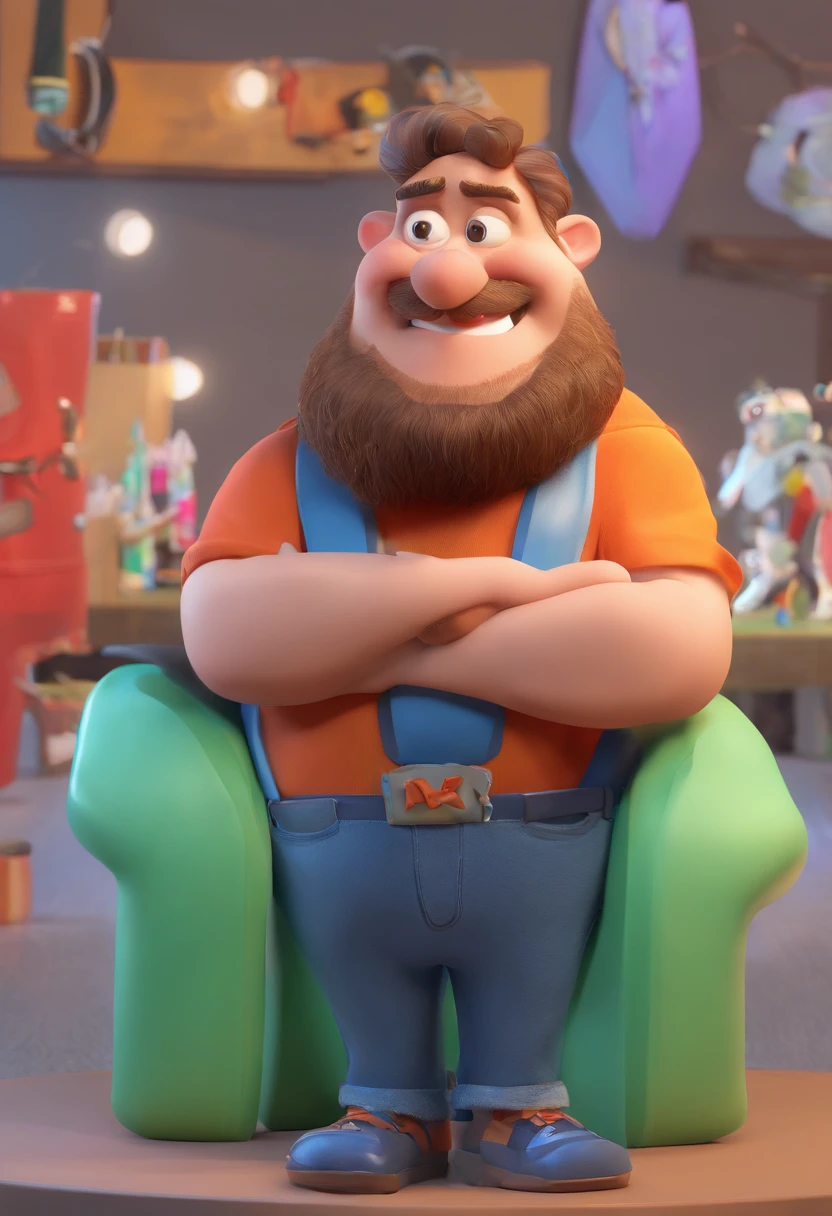 personagem dos desenhos animados de um homem Moreno , cabelo preto e enrolado e uma camiseta preta, Animation character with raza beard, Caractere estilizado, animation style rendering, 3D estilizado, Arnold Maya render, 3 d render stylized, toon render keyshot, Personagem 3D, Personagem 3D, 3d rendering stylized, 3 d character render, personagem de desenho animado, Personagem de close up, Pose de personagem, (Estilo Pixar) (master part:1.2) (Bokeh) (best quality) (pele detalhada) (textura detalhada) (8k) (argila) (Cinematic lighting) (foco nítido
