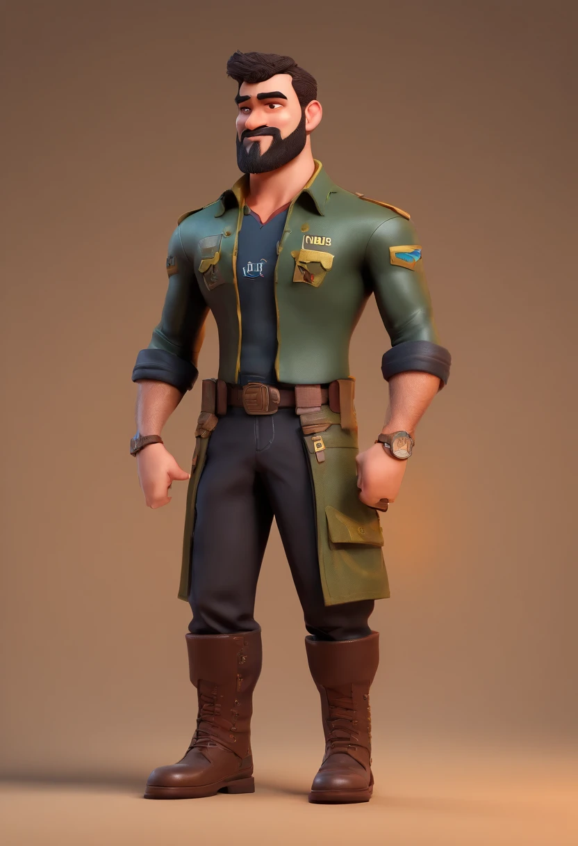 personagem dos desenhos animados de um homem Moreno , cabelo preto e enrolado e uma camiseta preta, Animation character with raza beard, Caractere estilizado, animation style rendering, 3D estilizado, Arnold Maya render, 3 d render stylized, toon render keyshot, Personagem 3D, Personagem 3D, 3d rendering stylized, 3 d character render, personagem de desenho animado, Personagem de close up, Pose de personagem, (Estilo Pixar) (master part:1.2) (Bokeh) (best quality) (pele detalhada) (textura detalhada) (8k) (argila) (Cinematic lighting) (foco nítido