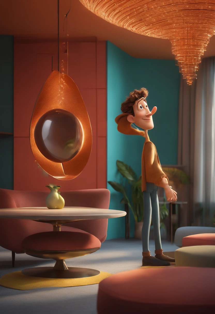 Um arquiteto de sonhos futurista, mas realista, inspired by Pixar animation, de perto. The character takes center stage with captivating facial expressions, oferecendo um toque de irrealidade.