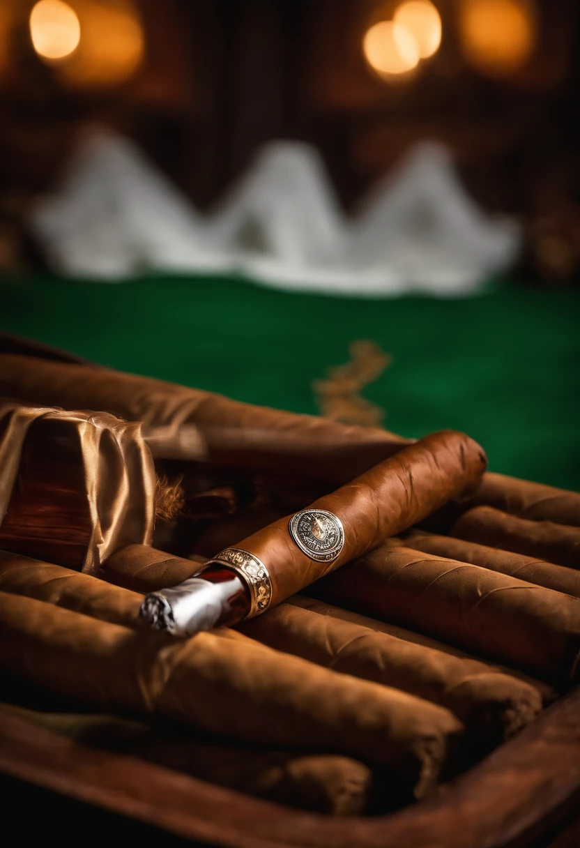 Photo of a CIGAR THROWN in vat, estilo haLloween, nas ruas de cuba, com carros cubanos, por cima de tudo, tem de estar escrito: "A4 PREMIUM"