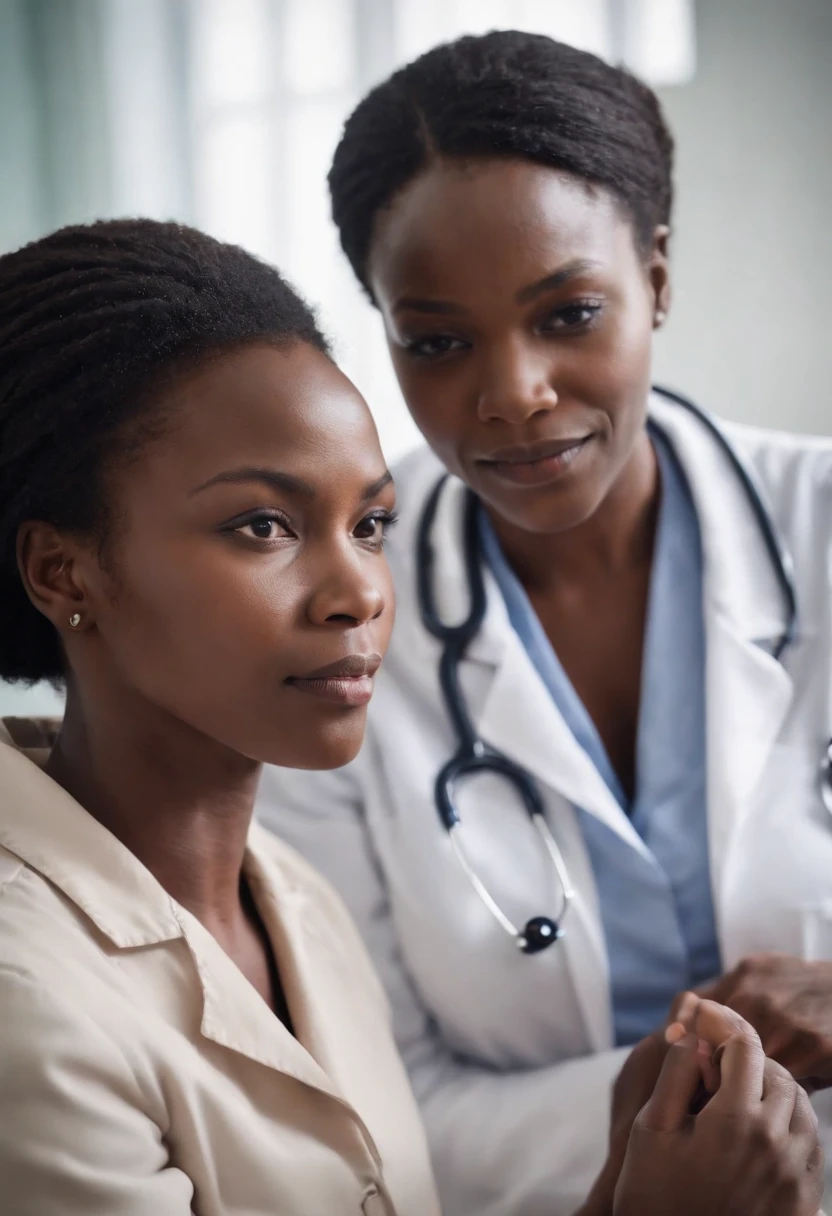 Female, African, Doctor, with patient