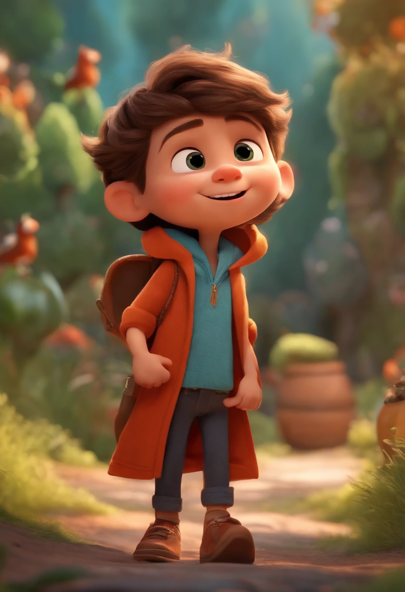 Image of a boy for a story in a YouTube video in Pixar format, He's the allabester, He's the class leader, He's outgoing, Playful and gets up for a lot of things
