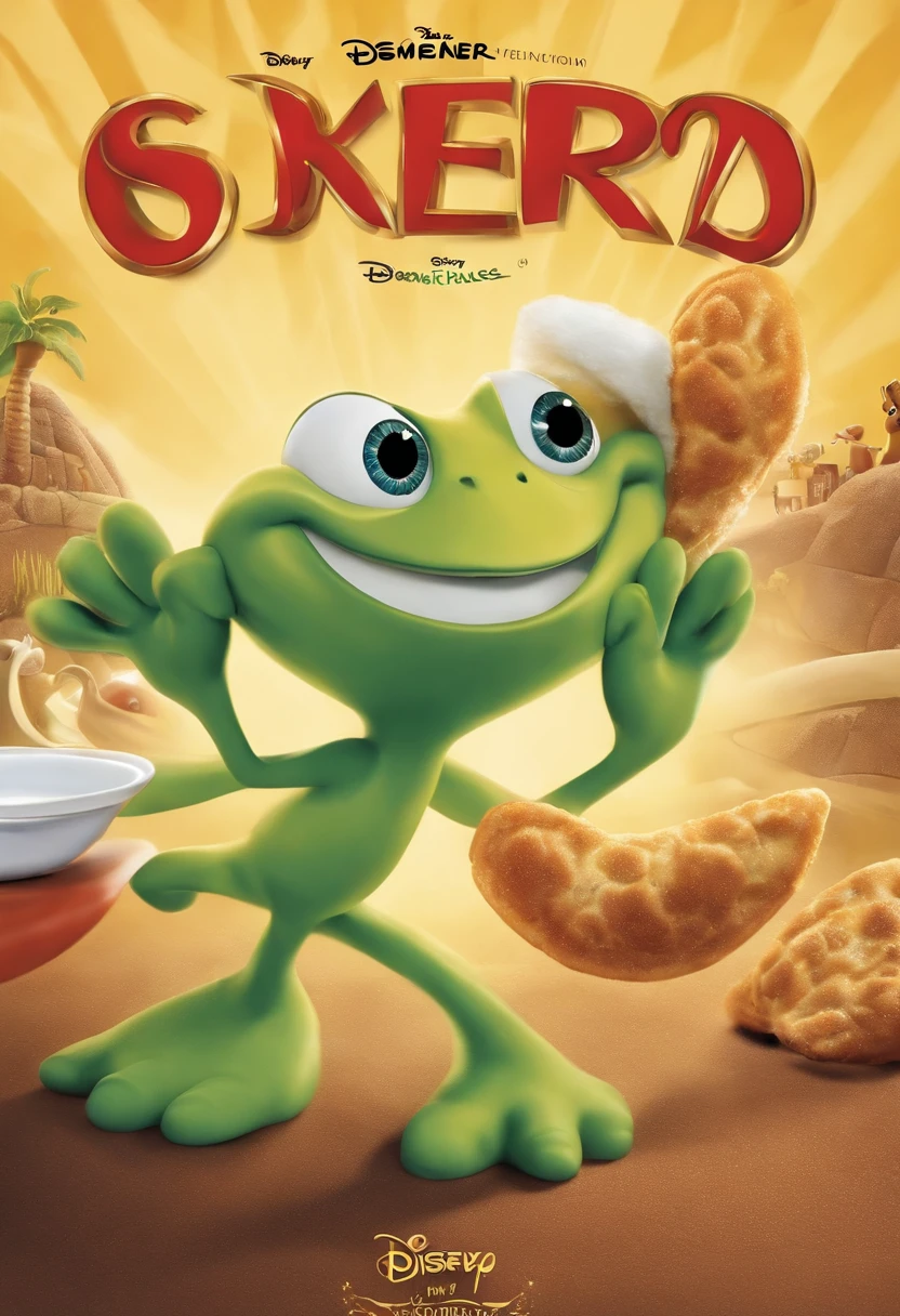 cartaz promocional de filme ao stilo disney pixar cartoon, com o titulo "ORCAR" logo abaixo "Gluten-free and dairy-free" o crie essa cena em um restaurante movimentado e o ponto central deve ter um mulher jovem com cabelos pretos compridos usando oculos, segurando uma estatueta do oscar, a mulher veste roupa verde musgo e bege, no fundo e ao lado dela varias mesas com clientes comendo, bebendo e se divertindo, um cartaz pequeno na parede lateral o nome "CONFRARIA KERO"
