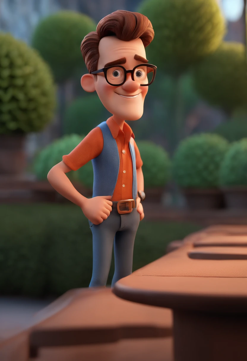 Cartoon character of a man with black glasses and a blue shirt, animation character, Caractere estilizado, animation style rendering, 3D estilizado, Arnold Maya render, 3 d render stylized, toon render keyshot, Personagem 3D, Personagem 3D, 3d rendering stylized, 3 d character render, personagem de desenho animado, Personagem de close up, Pose de personagem,  (Estilo Pixar) (master part:1.2) (Bokeh) (best quality) (pele detalhada) (textura detalhada) (8k) (argila) (Cinematic lighting) (foco nítido