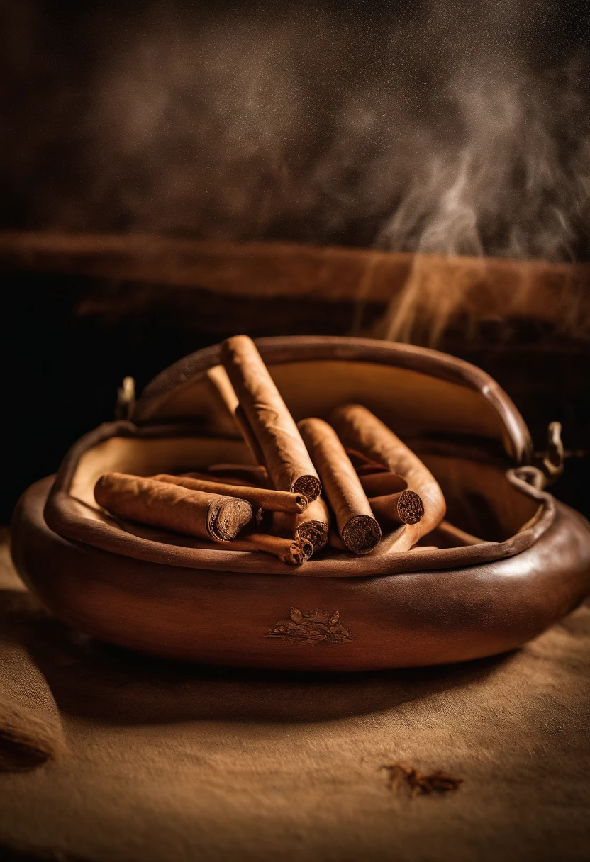 Photo of a CIGAR THROWN in vat, estilo halloween, nas ruas de cuba, com carros cubanos, por cima de tudo, tem de estar escrito: "A4 PREMIUM"