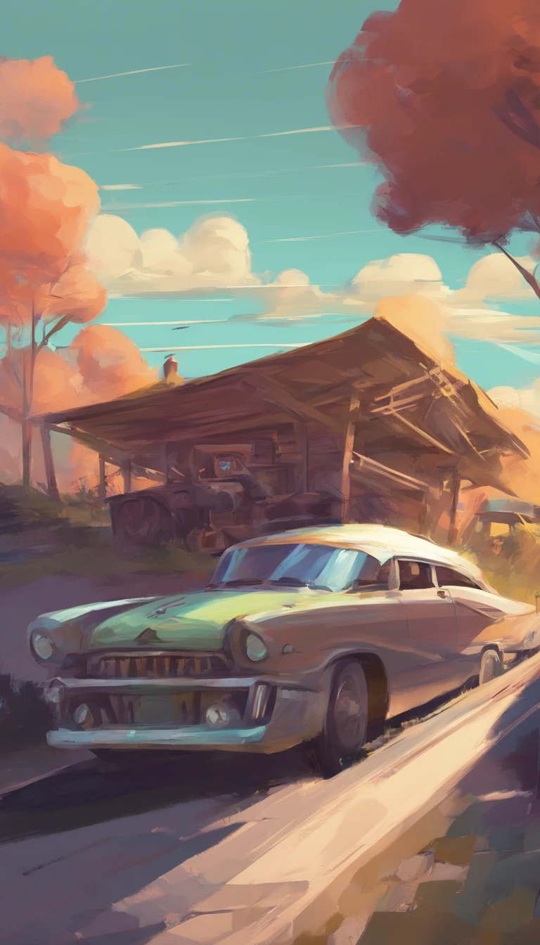 dia das bruxas、genial、There's a family car driving on the road