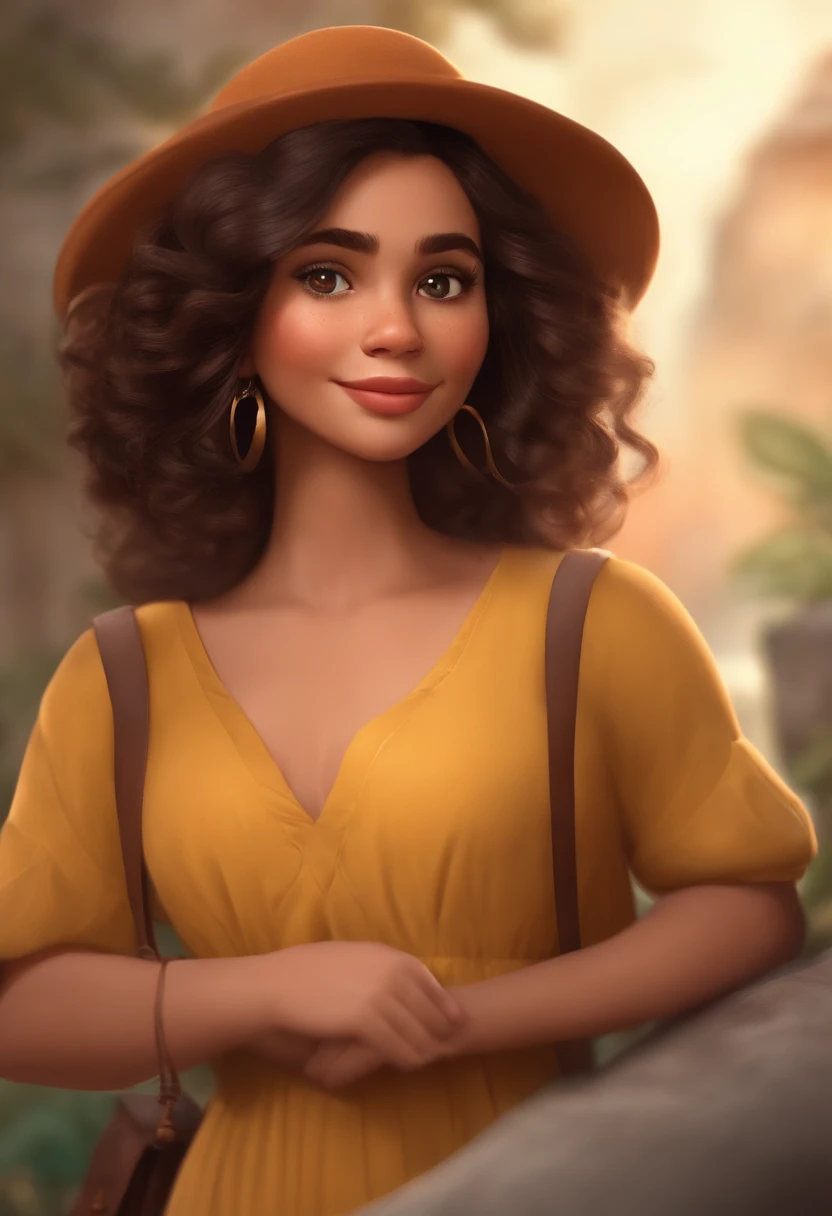 Image of a girl for a story in a YouTube video in Pixar format, She's the little allabester, She's a class leader, She's shy, Brincalhona e levanta-se para um monte de coisas, cabelo nos ombros, cabelos na cor marrom com as pontas loiras. Mulher branca