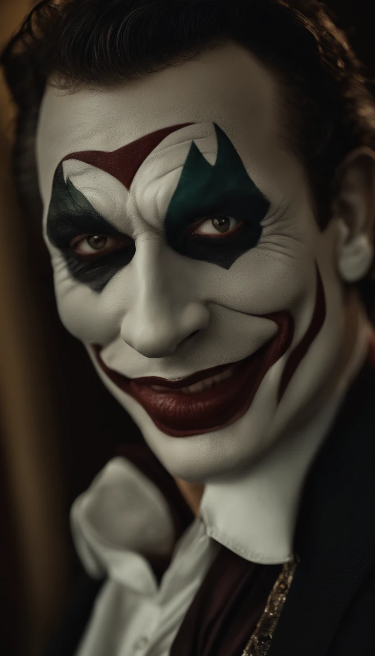 Nova Iorque, quadrado do tempo, homem Coringa 25 anos, macabro, horror, Dentes afiados da boca, tiro de corpo inteiro, roupas apertadas, Technological details, Authentic background, (realismo: 1.5), (Realisitc: 1.4), (Absurdidade:1.4 ), 8k, ultra-detalhado, circunstanciado, (seios cheios: 1.3), (One: 1.4 apenas), (Visualizador voltado para: 1.3),