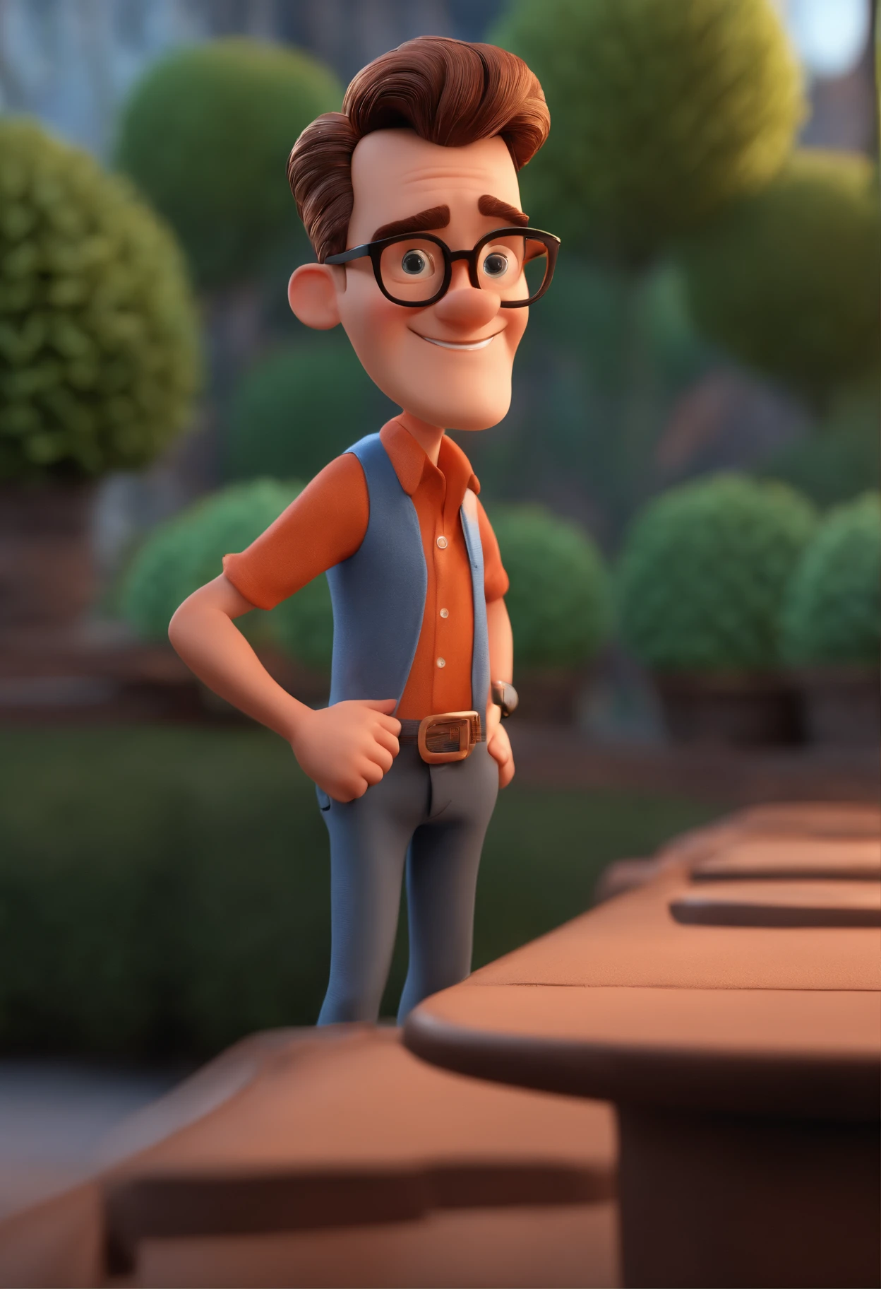 Cartoon character of a man with black glasses and a blue shirt, animation character, Caractere estilizado, animation style rendering, 3D estilizado, Arnold Maya render, 3 d render stylized, toon render keyshot, Personagem 3D, Personagem 3D, 3d rendering stylized, 3 d character render, personagem de desenho animado, Personagem de close up, Pose de personagem, (Estilo Pixar) (master part:1.2) (Bokeh) (best quality) (pele detalhada) (textura detalhada) (8k) (argila) (Cinematic lighting) (foco nítido