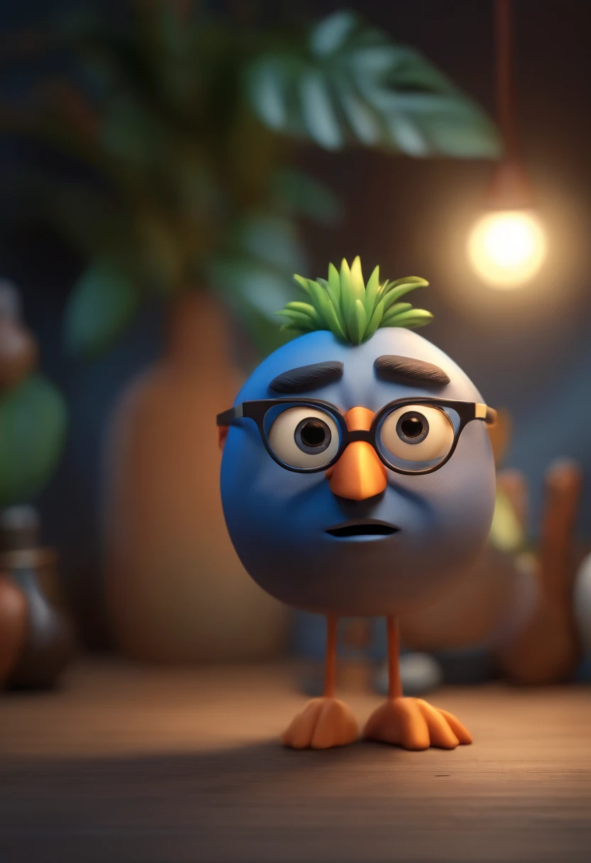 Cartoon character of a man wearing black glasses and a blue shirt, um personagem animado, Caractere estilizado, animation style rendering, 3D estilizado, Arnold Maya render, 3 d render stylized, toon render keyshot, Personagem 3D, Personagem 3D, 3d rendering stylized, 3 d character render, personagem de desenho animado, Personagem de close up, Pose de personagem, (Estilo Pixar) (master part:1.2) (Bokeh) (best quality) (pele detalhada) (textura detalhada) (8k) (argila) (Cinematic lighting) (foco nítido,Senta e vaza a parte superior do corpo