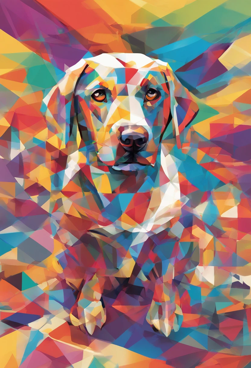 (cachorro labrador  ),(melhor pose),(best angle), (better expression), Eduardo Kobra acolchoamento ,multidimensional geometric wall PORTRAIT, arte, Chibi,Yang08k, lindo, Colouring,