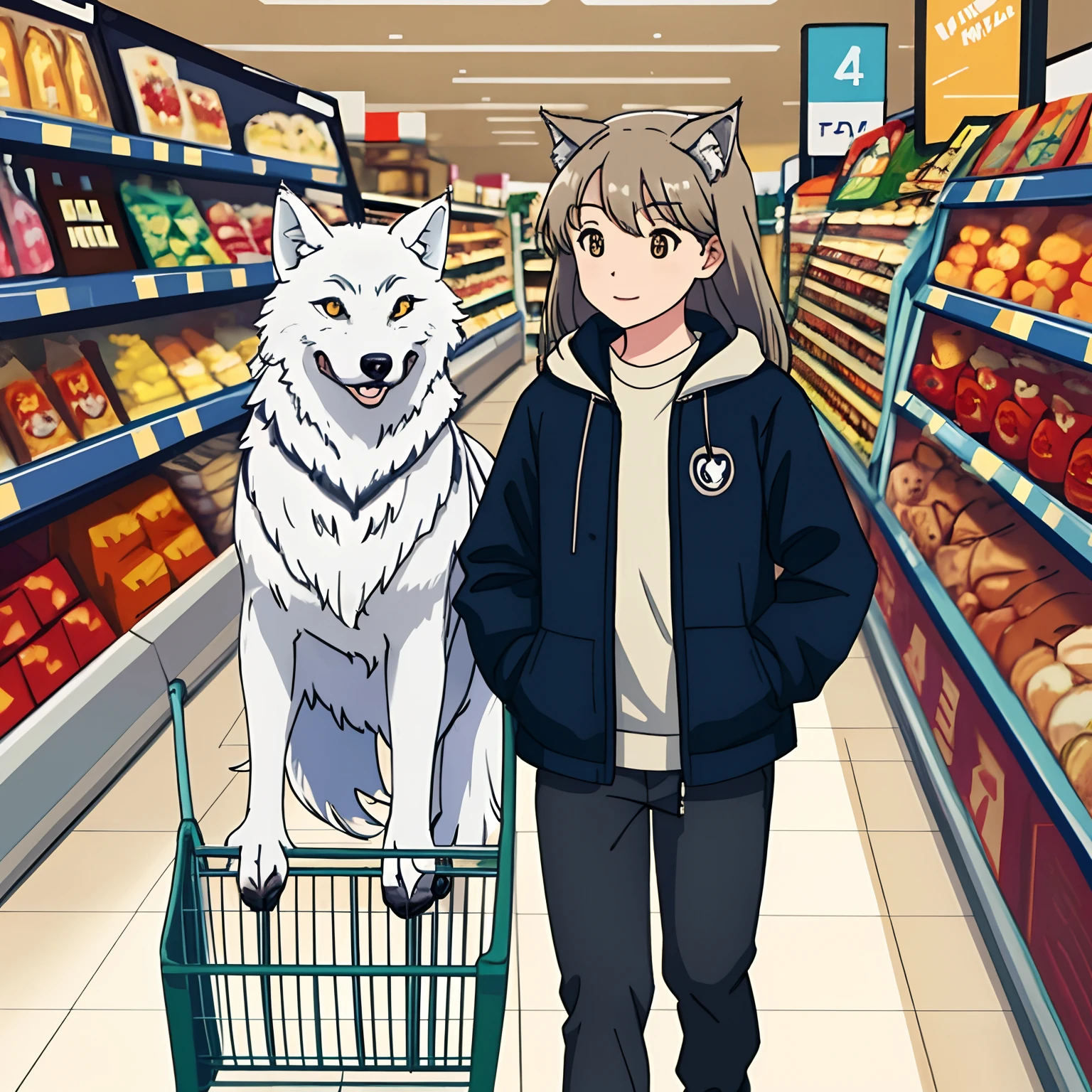 Wolf as customer at shopping