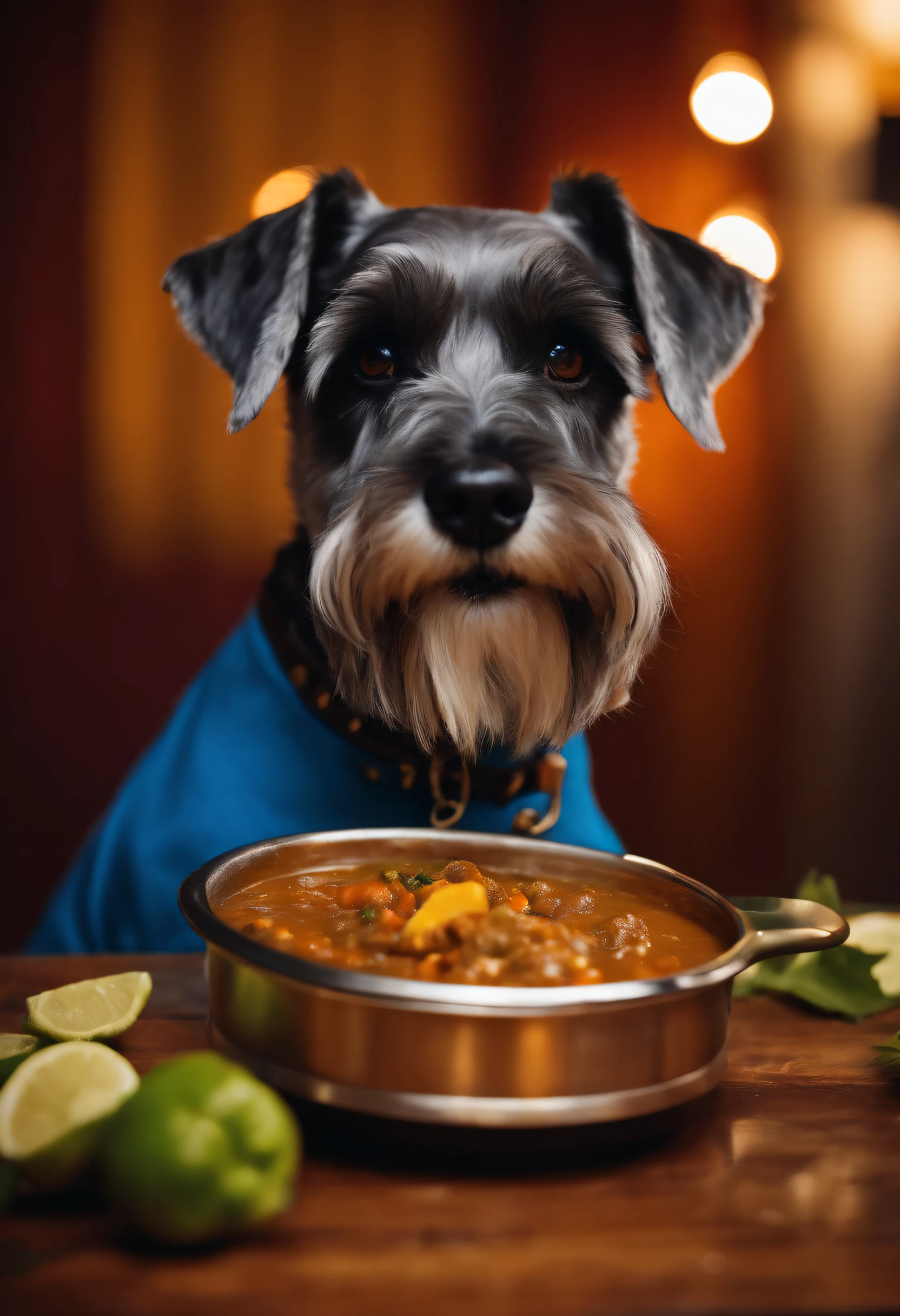Miniature Schnauzer Eating Curry