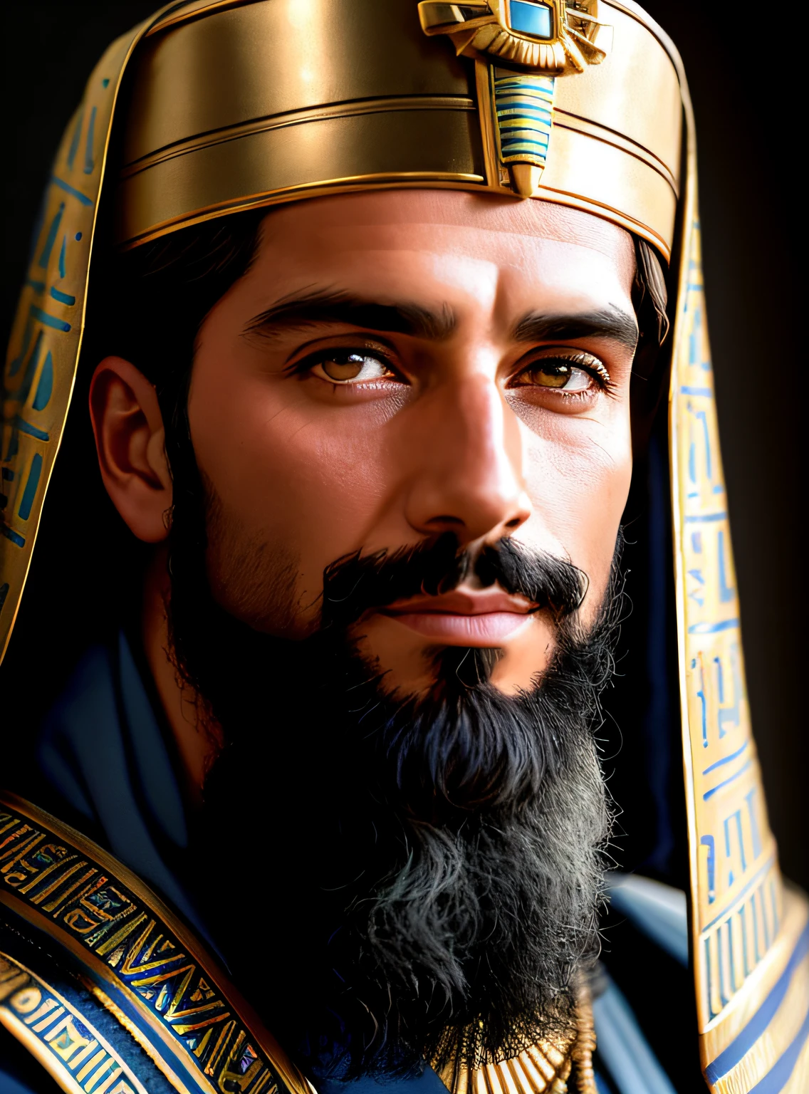 Homem arafed em um manto branco e cocar de ouro, brown skin man egyptian prince, portrait of bedouin d&d, arab man, retrato detalhado do caractere, bonito impressionante realista, handsome prince of persia, Personagem altamente detalhado, Retrato do Imperador da Humanidade, middle eastern skin, Retrato de um guerreiro masculino, homem bonito, Reis antigos em vestes brancas
