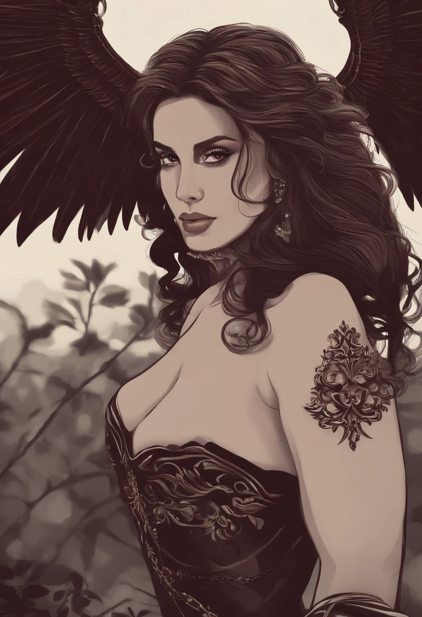 (master part), (best quality), (circunstanciado), camada de luz, Pele Lustrosa, (intrincado detalhado , roupas tensas, , demon wings,ornamento de cabelo :1.2), de cima, cabelos pretos, gargantilha preta, cabelos longos, Corte Hime, Woman, franja contundente, Fechaduras laterais, olhos vermelhos, Segurando Quarterstaff,segurando a foice,segurando espada, (Mature female:1.1), [Sem censura, NSFW, Mamilos], rabos de cavalo laterais  (fundo simples:1.1),