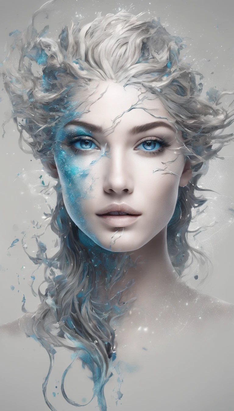 Perfect centralization, Fantastic Particles, Delight, Standing position, beleza abstrata, centro, looking at the camera, Facing the camera, nearing perfection, Dynamic, altamente detalhado, liso, foco nítido, 8k, A high resolution, illustration, arte de Carne Griffiths e Wadim Kashin,  A background with distinct features, Plano de fundo com cor de fragmento, tons vívídos |, Fundo da nebulosa de tinta, Menino de 17 anos, olhos cor de mel, cabelos morenos,The Shape of the Athletic Physique, extremamente detalhado,Dispel particles