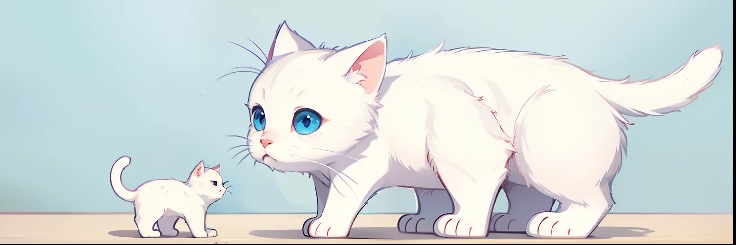Cute white kitten Warm and pitiful