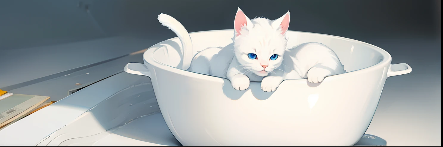 Cute white kitten　Warm and pitiful