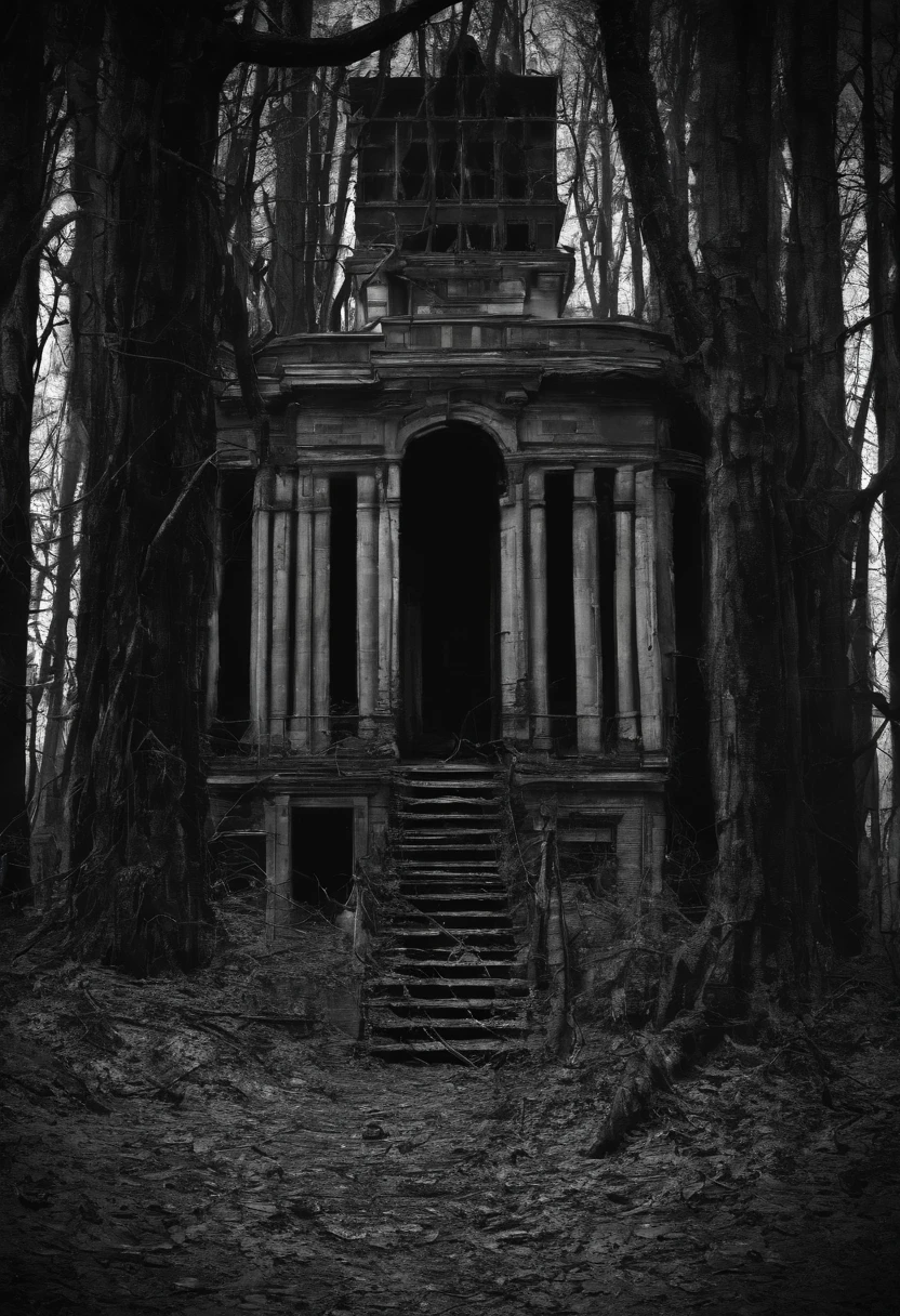 Black & White, Spooky, Unknown, Scale 16:9, Room in the Forest