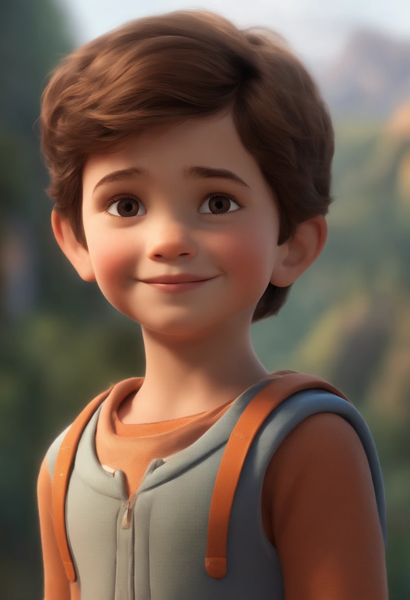 a happy cute standing short hair, vestindo uma fantasia espacial, , fundo branco, barnet, Tom, Estilo Pixar, ....3d, desenhos animados, rosto detalhado, asymmetrical 16k