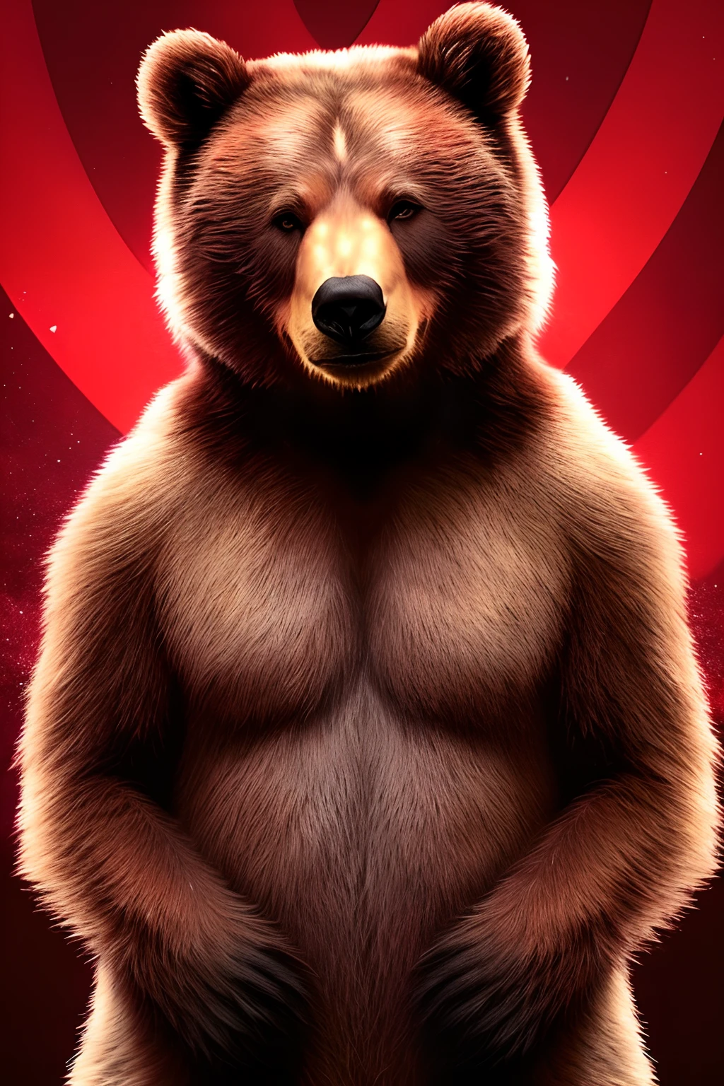 Charismatic Bear Cinematic Style with Red Heart,foto para mensagem amorosa,com mensagens de amor e carinho para esposa,alta qualidade, qualidade superior 4k