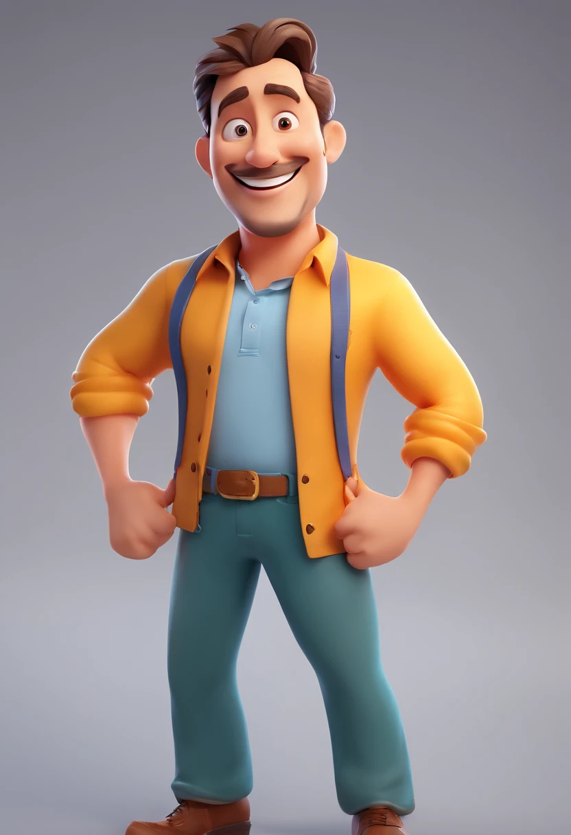 Smiling Man Illustration, sorriso insano, Homem de pele marrom com um sorriso gigante, happily smiling at the camera, sorriso atrevido, he's smiling, sorriso muito grande, Macho sorridente, foto de perfil headshot, rindo sorriso enorme, desenhando no estilo de Arte 3D, c4d, fundo de cor branco puro, estilo disney, estilo pixar render ilustracao Super Detalhe, 8k