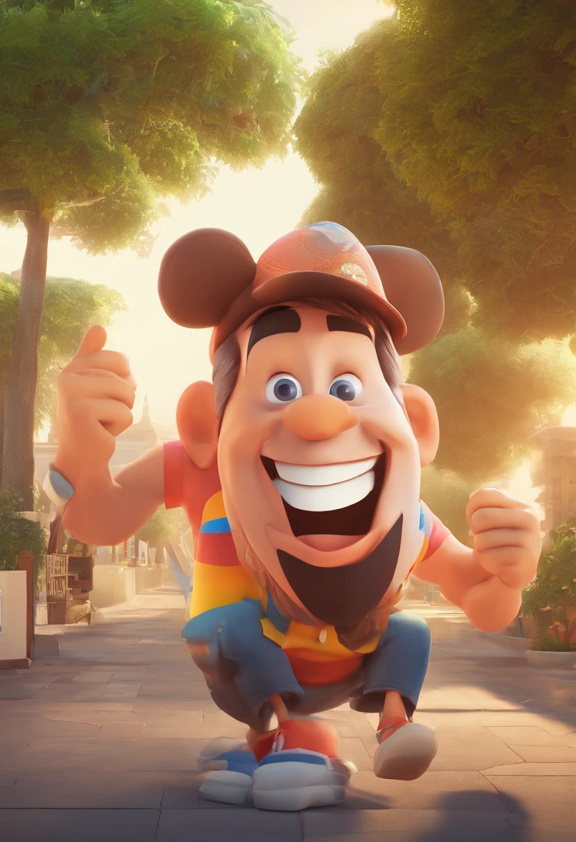 Smiling Man Illustration, sorriso insano, Homem de pele marrom com um sorriso gigante, happily smiling at the camera, sorriso atrevido, he's smiling, sorriso muito grande, Macho sorridente, foto de perfil headshot, rindo sorriso enorme, desenhando no estilo de Arte 3D, c4d, fundo de cor branco puro, estilo disney, estilo pixar render ilustracao Super Detalhe, 8k